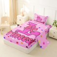 thumbnail image 2 of spefrowx Dreamy Princess L Letter Twin Sheets for Kids, Kawaii Cartoon Stars Bow Bedding, 3-Piece, 1 Flat Sheet, 1 Fitted Sheet and 1 Pillowcase, 2 of 6