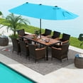 thumbnail image 4 of Costway 11 PCS Patio Wicker Dining Set with Double-Sided Outdoor Umbrella 8 Chairs Turquoise, 4 of 9