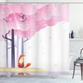 thumbnail image 1 of Ambesonne Fox Shower Curtain, Spring Pink Sakura Idyllic, 69"Wx84"L, Pale Pink Lavender, 1 of 3