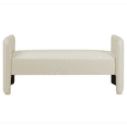 thumbnail image 3 of Casual End of Bed Bench, Simple Cat Claw Cloth Ottoman Entryway Bench with Solid Wood Frame, H-Shaped Upholstered Sofa Stool with Arms for Bedroom Living Room Hallway, Beige, 3 of 9