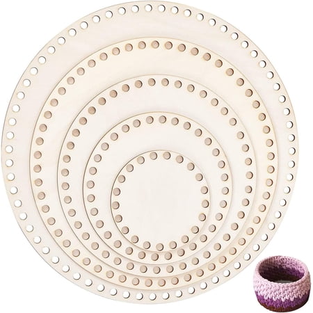 5 Sizes Natural Wooden Basket Bottom Round Circle Blank Crochet Basket Wood Base Cut for DIY Basket Weaving Crochet Supplies BurlyWood 3.9/5.9/7.9/9.9/11.9 inch DIY