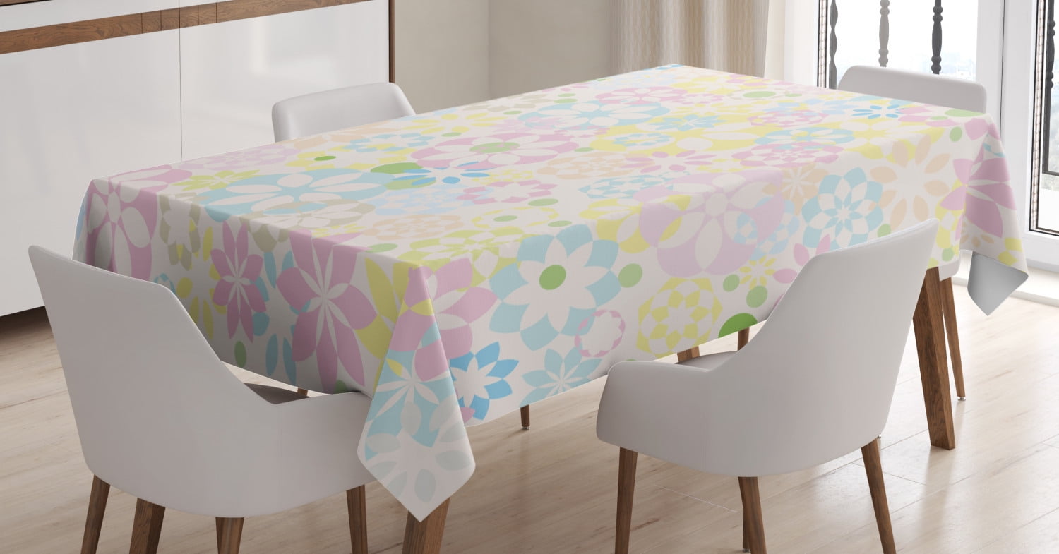 60 X 90 Ambesonne Pastel Tablecloth Multicolor Rectangular Table Cover for Dining Room Kitchen Decor Blossoming Flowers Bedding Plants Spring Colors Botanical Colorful Meadow Theme