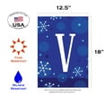 thumbnail image 2 of Toland Home Garden Winter Snowflakes Monogram V Personalized Winter Flag Double Sided 12x18 Inch, 2 of 5
