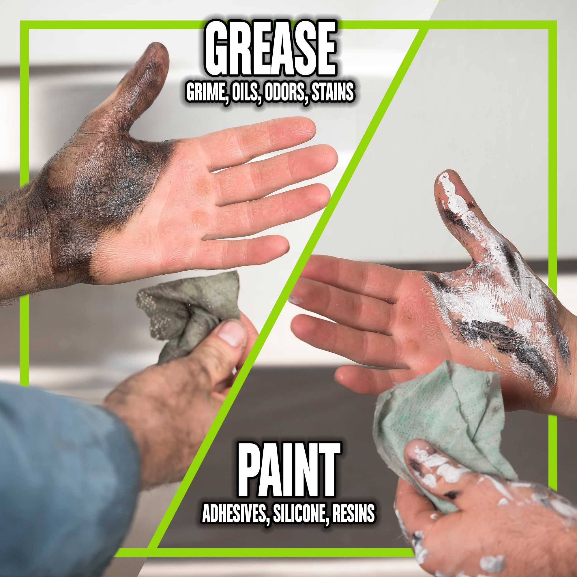 Grip Clean | Heavy Duty Hand Wipes & Tool Cleansing Wipes - Adhesive  Remover, Paint Remover, Grease Wipes & Waterless Hand Cleaner, Citrus Scent