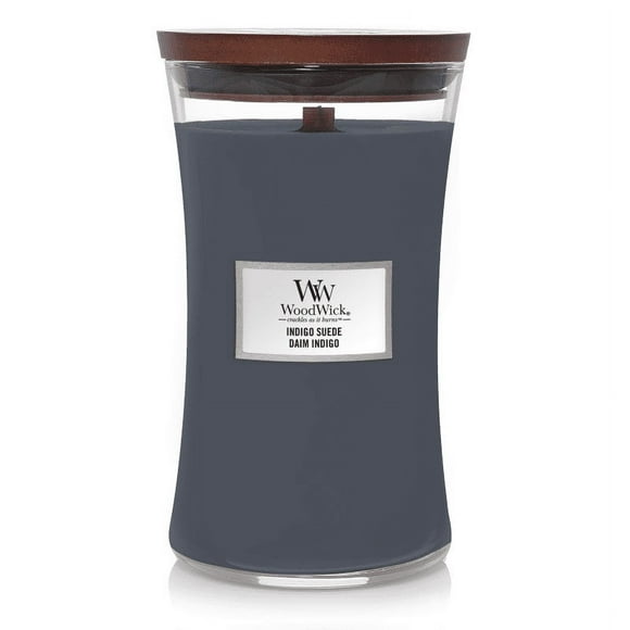 WoodWick- Indigo Suede Large Hourglass Candle