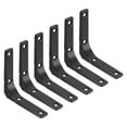 thumbnail image 1 of Uxcell 6Pcs Soportes de Estante Flotante, Soportes de Estante de Pared de Alta Resistencia de 4 x 4 Pulgadas, Soportes de Ángulo de Acero para Estantes de Madera, Armarios, Soporte de Encimera, Negro, 1 of 6