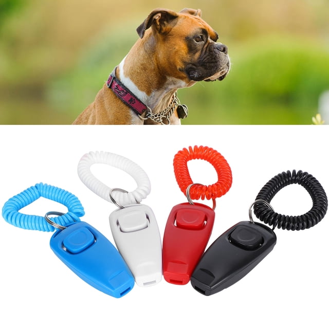 Clicker de atrenamiento para mascotas, atrenamiento clicker y silbato de recuperación, equipado con correa de muñeca, atrenamiento de comportamiento efectivo para cabestros