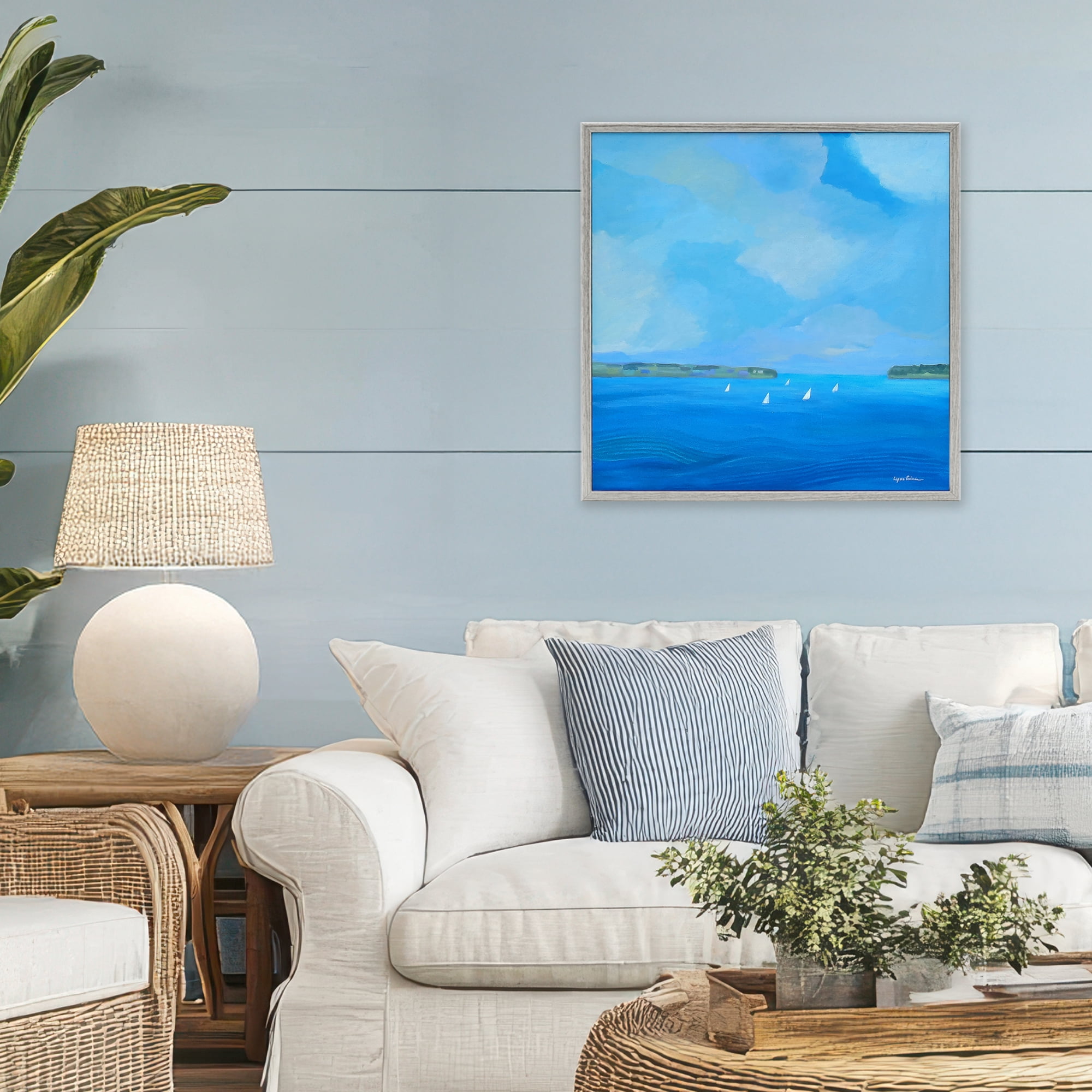 Stupell Industries A Perfect Day Seascape Gray Framed Giclee Art, design by Lynn Ericson Fine Art