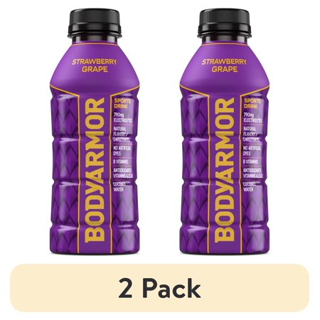 (2 pack) BODYARMOR Strawberry Grape Electrolyte Sports Drink Bottle, 16 fl oz