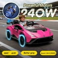 thumbnail image 7 of Track Seven 24V Kids Ride on Car, Licensed Lamborghini STO Electric Car with Remote Control, Ride on Drift Car with Foam Front Wheels, Music, 360° Spin, Max Speed 6mph, Ages 3+, Pink, 7 of 7
