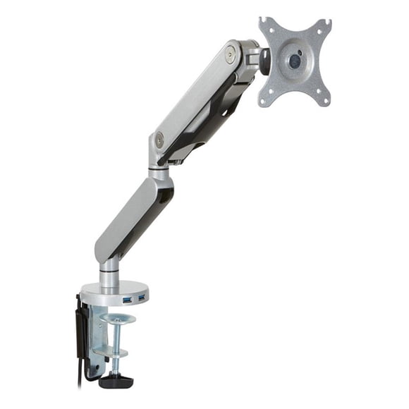 Scranton & Co Single Monitor Arm with USB 3.0 Port in Silver Aluminum
