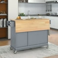 thumbnail image 3 of DEALTOPS Rolling Kitchen Islands with Storage Cabinets, Wood Gray, 52.76 in, 3 of 14