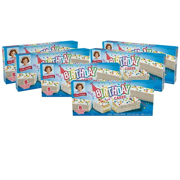 Little Debbie Birthday Cakes, 6 Boxes of 48 Individually Wrapped Cakes with Candy Confetti