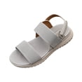 thumbnail image 2 of CQONEPT Sandals for Women Casual Walking Sandal Summer Roman Style Flat Sandals Elastic Strap Comfortable Open Toe Shoes Gray 40, 2 of 6