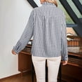thumbnail image 6 of Endives Womens Button Down Blouse Plaid V Neck Casual Long Sleeve Tops Work Checkered Shirt Trendy Spring Outfit, 6 of 6
