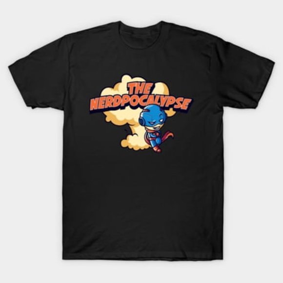 The Nerdpocalypse Smirking Hero Post-Apocalyptic Gaming Art Unisex T-Shirt, sizes up to 3XL
