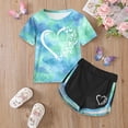 thumbnail image 2 of Wxirdiow Summer Clothes for Toddler Girls Summer 2-Piece Outfit Set - Crew Neck Short Sleeve Graphic Print Shorts Toddler Summer Clothes Light Green Size,3-4 Years, 2 of 5