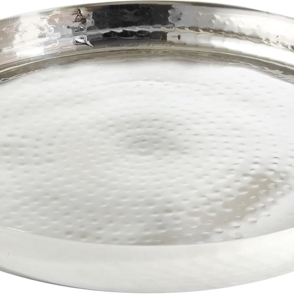 Hammered Stainless Steel Round Tray, Silver, 13"