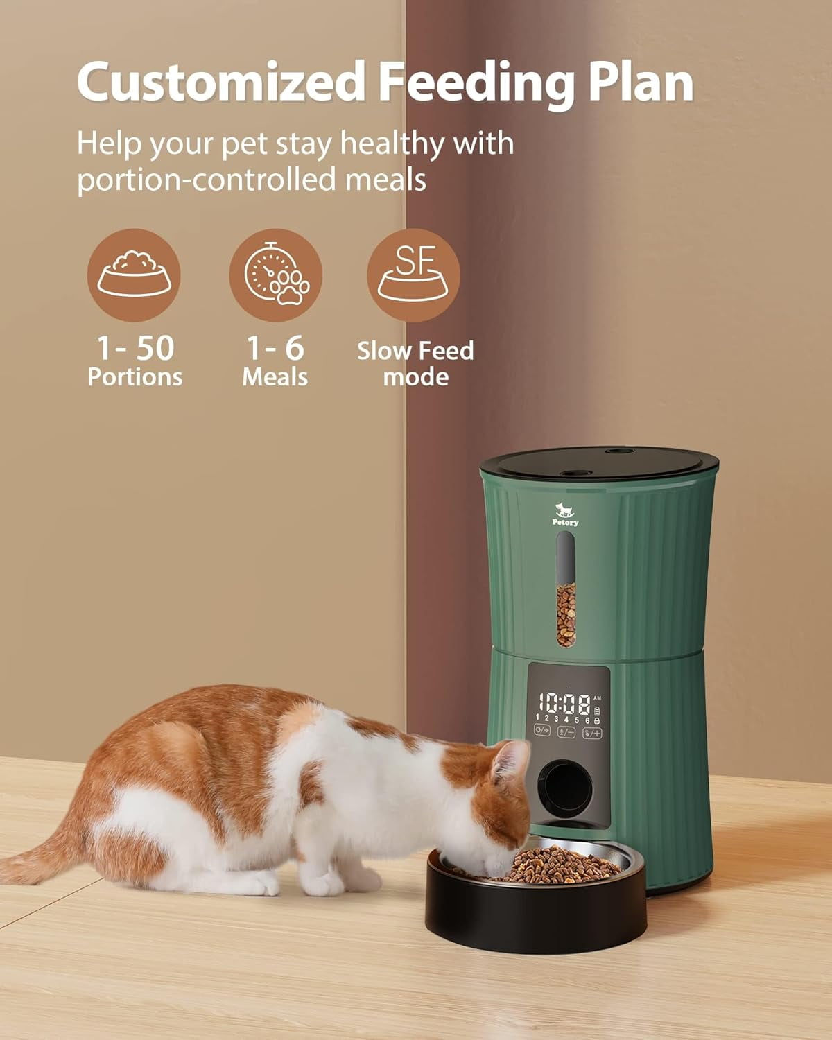 Automatic Cat Feeder 4L Programmable Dry Food Dispenser for Cats and Small Dogs with Voice Recorder