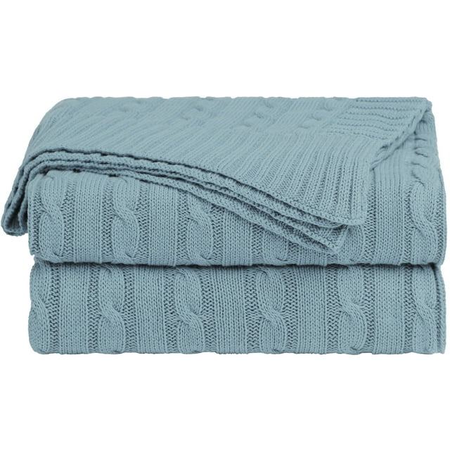 Unique Bargains Cotton Blanket Decorative Cable Knitted Throw Soft Knit Blankets