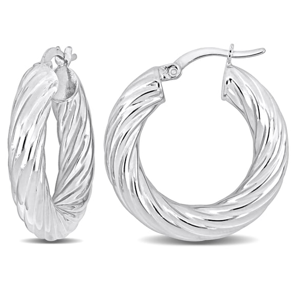Everly Women's 5mm Sterling Silver Twist Design Round Hoop Earrings