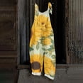 thumbnail image 2 of JULMCOMO Cotton Linen Jumpsuits for Women Floral Print Tie Strap Baggy Summer Outfits Scoop Neck Vacation Comfy Casual Jumpsuits Cyan L, 2 of 7