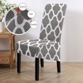 thumbnail image 3 of Stretchy Dining Chair Covers, XL/Oversized Removable Washable Soft Spandex High Back Large Chair Cover Slipcover for Dining Room Kitchen Hotel Table Banquet, Geometric Pattern (4 Per Set, Gray_01), 3 of 8