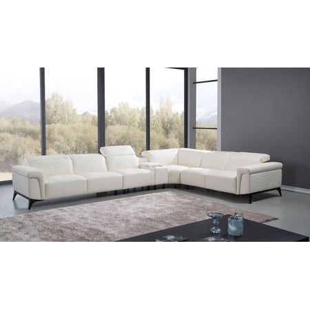 White Italian Leather Sectional Sofa EK-L095M-W-SC American Eagle Modern