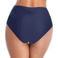 thumbnail image 5 of HOWPAY Women Bikini Bottoms Tummy Control Basic Swim Shorts with Full Coverage High Waisted Solid Color Stretchy Beach Pool Swimsuit Bottoms Navy XL, 5 of 7