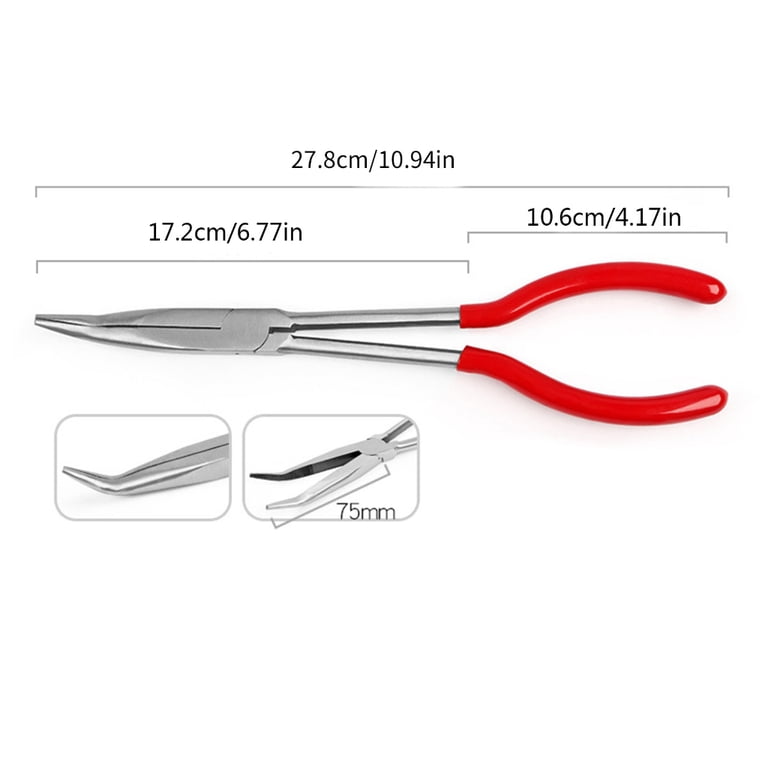 11 Inch Long Reach Pliers – Extra Long Straight Needle Nose With Serrated Jaws For Tight Spots