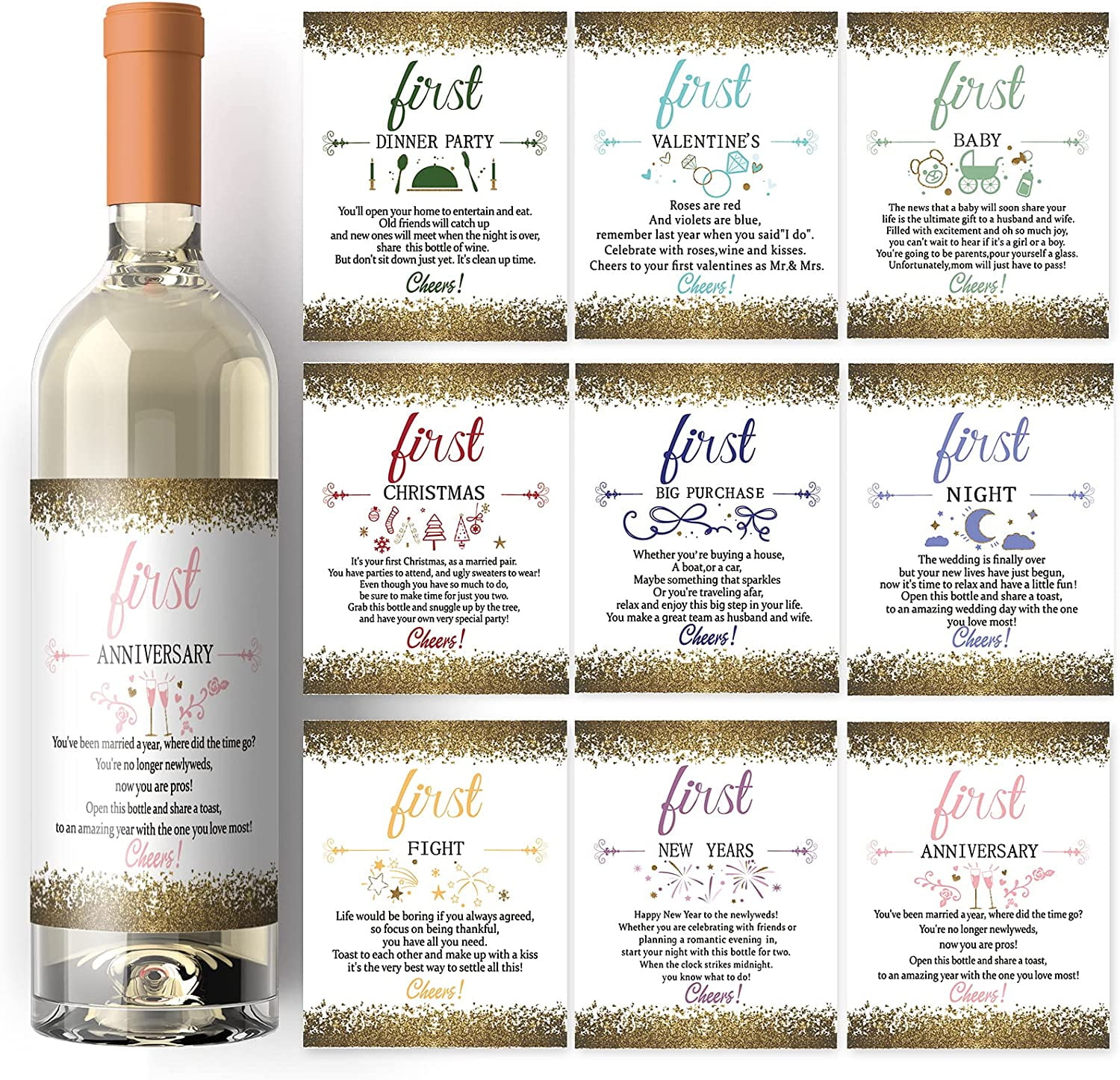 Wedding Milestones Gift Wine Bottle Labels Sticker Covers 18 Sheet 9