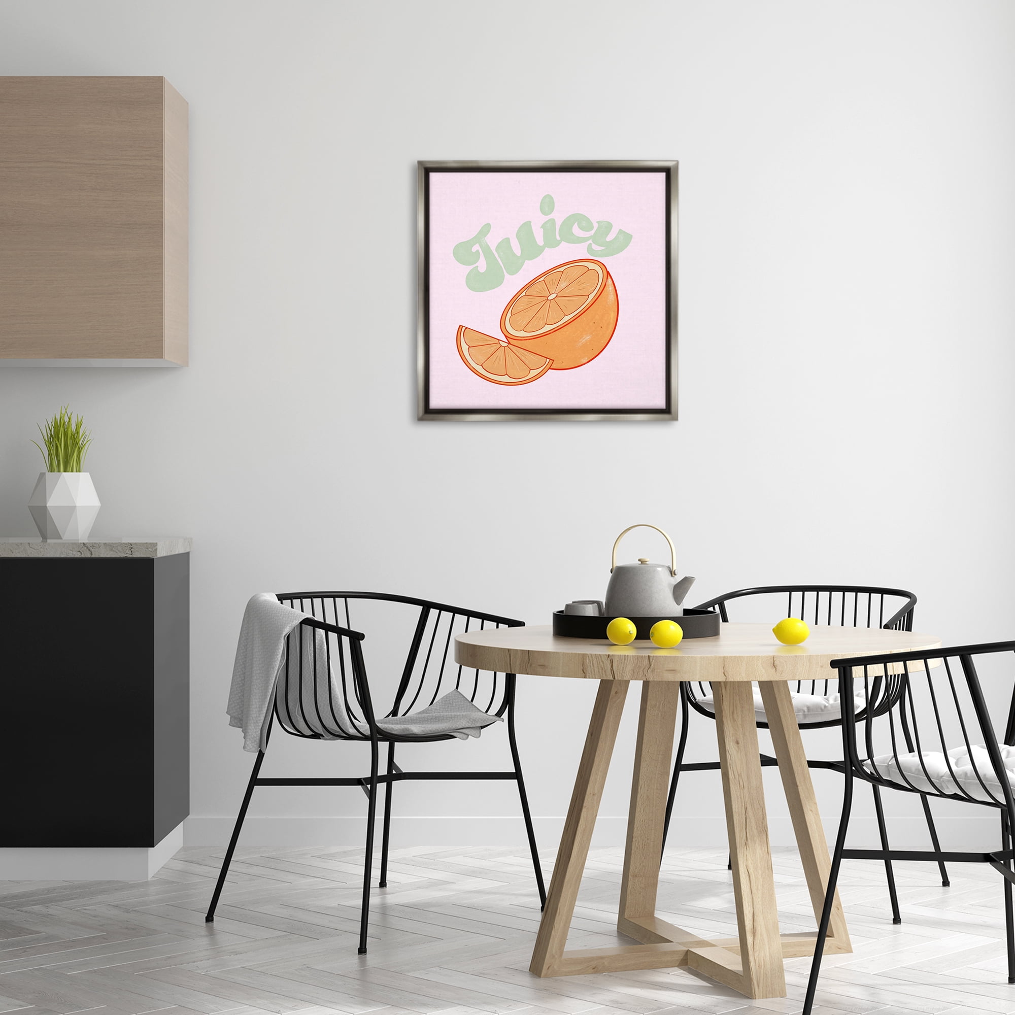 Stupell Industries Juicy Citrus Slice Food & Beverage Painting Gray Floater Framed Canvas Art Print Wall Art, 25 x 25