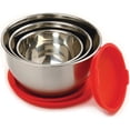 thumbnail image 3 of Norpro 3-Piece Stainless Steel Grip Bowls with Lids, Red, 3 of 5