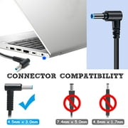 19.5V 4.62A 90W Ac Laptop Charger for HP H6Y88AA H6Y89AA 710413-001 Adapter Blue Tip : 4.5 X 3mm with Center Pin Inside Notebook Computer PC Power Cord Supply Source Plug