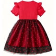 thumbnail image 5 of IPIO Girls Red Heart Dress with Black Tulle Skirt and Puff Sleeves, Valentine’s Day Birthday Party Dress, 5 of 6