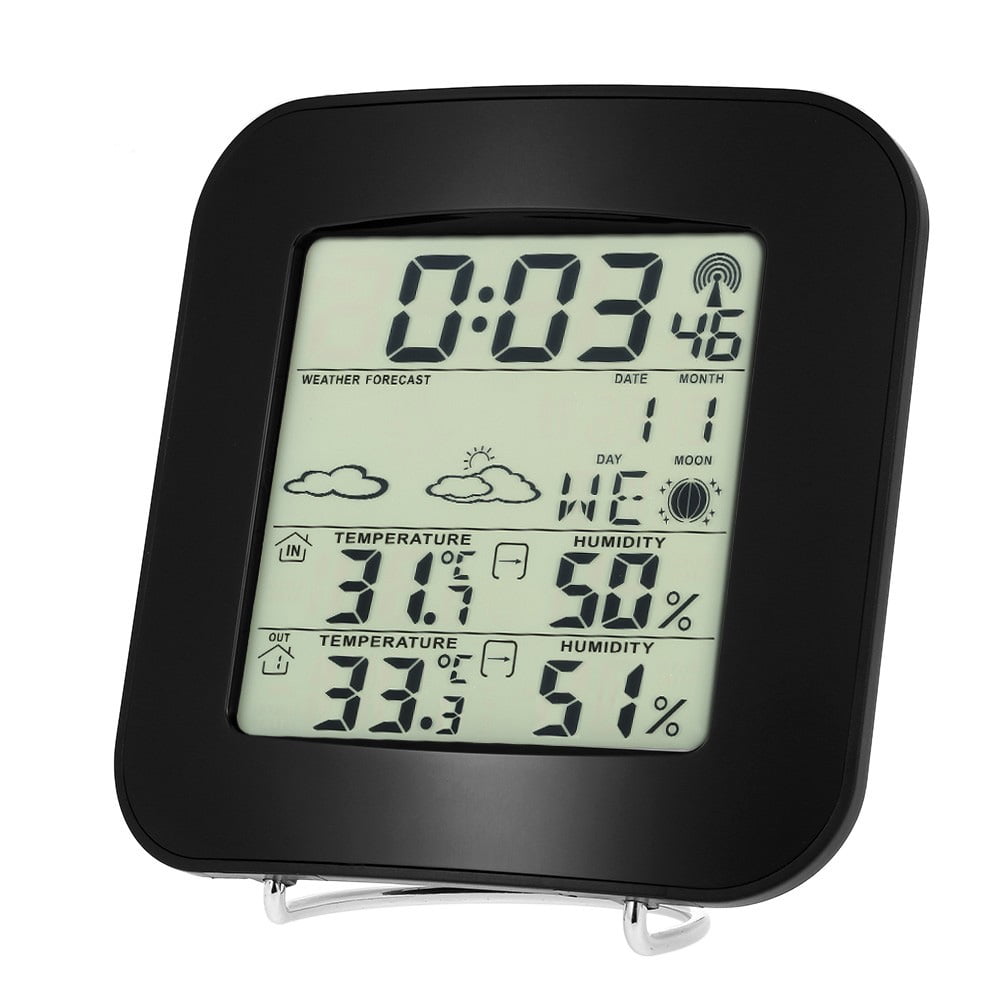 Walmeck Digital Wireless Indoor/Outdoor Thermometer Clock Temperature Meter With Transmitter LCD ℃/℉ 
