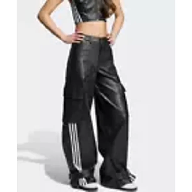 adidas Adilenium Season 3 Vintage Women Faux Leather Pants Casual