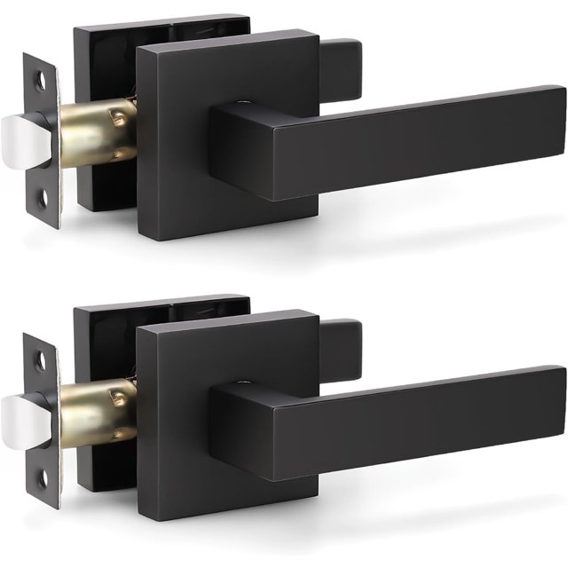 GFDYREE Lot de 2 Poignées de Porte de Passage Noir Mat, Levier de Porte Robuste, Poignées de Porte de Garde-Robe pour Usage Intérieur pour la Main Gauche Ou Droite, Levier de Porte 2,07 lb un Levier