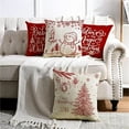 thumbnail image 6 of Set of 4 Christmas Pillow Cases Red White Linen Throw Cushion Cover for Farmhouse Sofa Couch Home Office Decorations, 6 of 9