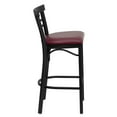 thumbnail image 2 of HERCULES Series Black Two-Slat Ladder Back Metal Restaurant Barstool - Burgundy Vinyl Seat, 2 of 6