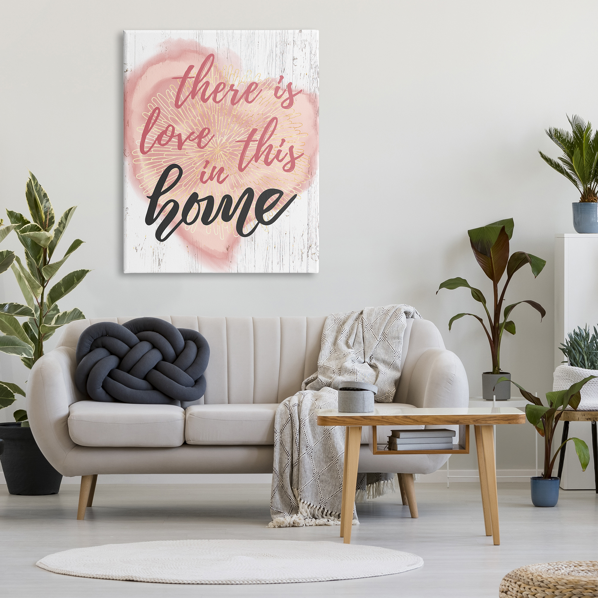 Stupell Industries Love In This Home Phrase Floral Pattern Heart, 36 x 48, Design by Ziwei Li