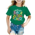 thumbnail image 1 of Chemises Filles Rentrée Scolaire Graphique Manches Courtes Col Rond Tee Confort Éclatant Hauts Filles Vert 8 Ans-9 Ans, 1 of 4