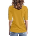 thumbnail image 4 of Sillenn Basic T Shirts Half Sleeve Tee Shirts V Neck Trendy Casual Blouses Dressy Casual T-Shirts Round Neck Fitted Top Tight Casual Basic Tees Basic Fit Tee 1/2 Sleeve Tops for Women Yellow L, 4 of 8