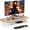 Light Walnut - White Legs, variant on Monitor Stand - 24 Inch Wood Monitor Stand Riser, 220 Pounds Load Capacity Desk Monitor Riser for Laptop/PC/Printer, Desktop Stands Organizer for Home Office