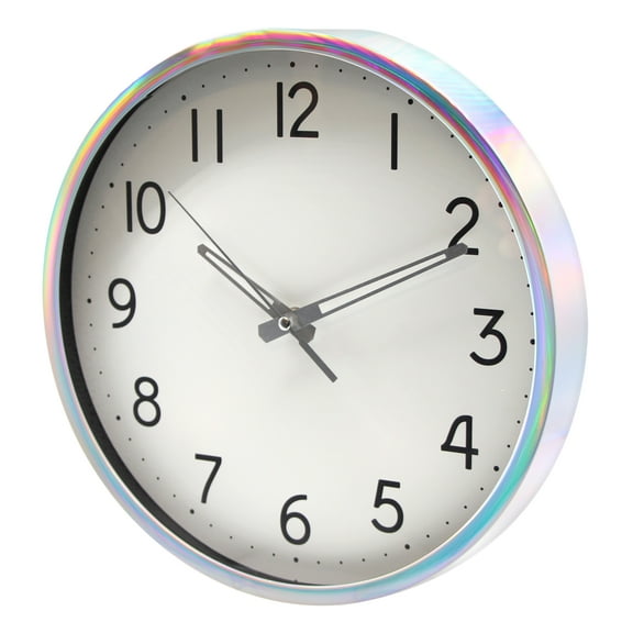 Mainstays 12" Quartz Iridescent Indoor Wall Clock, Easy Read Large Bold Numbers