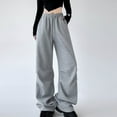 thumbnail image 4 of MELDVDIB Womens Sweatpants Baggy Drawstring Elastic Waist Wide Leg Pant Fashion Casual Solid Color Lounge Trousers with Pockets Gray M, 4 of 4
