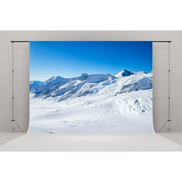 YUSDECOR 7x5ft Winter Photography Background Blue Sky Snow Beautiful Mountain Backdrops