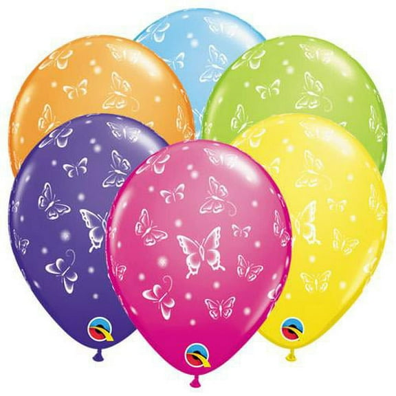 LOONBALLOON Birthday Bugs-Butterflies Balloons, 11″ BUTTERFLIES-A-ROUND -TROPICAL ASSORTMENT