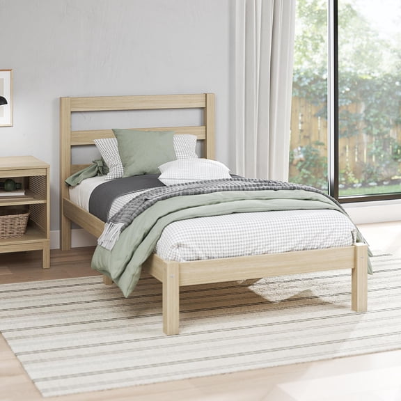Mainstays Palmer Twin Bed, Natural Teak