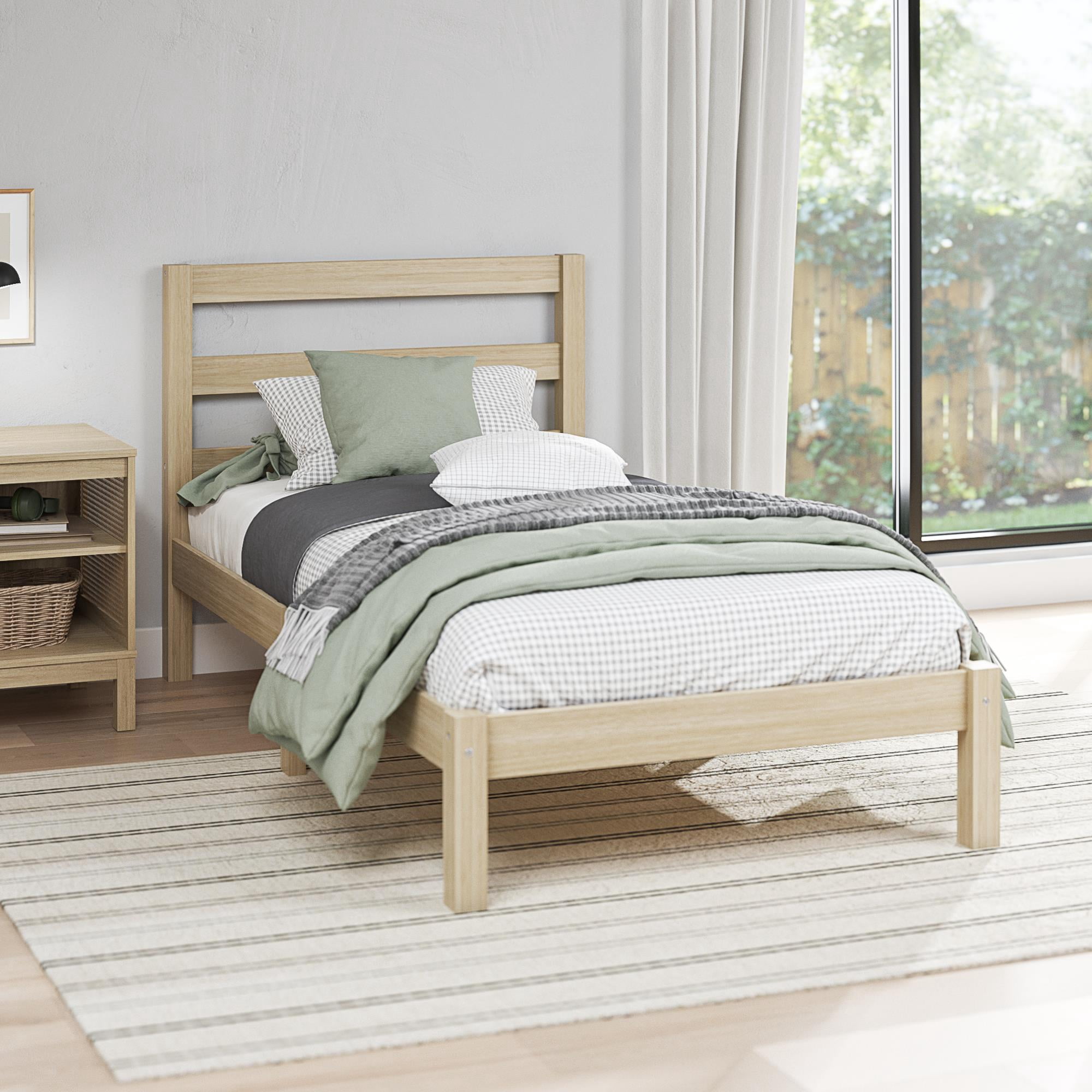 Mainstays Palmer Twin Bed, Natural Teak
